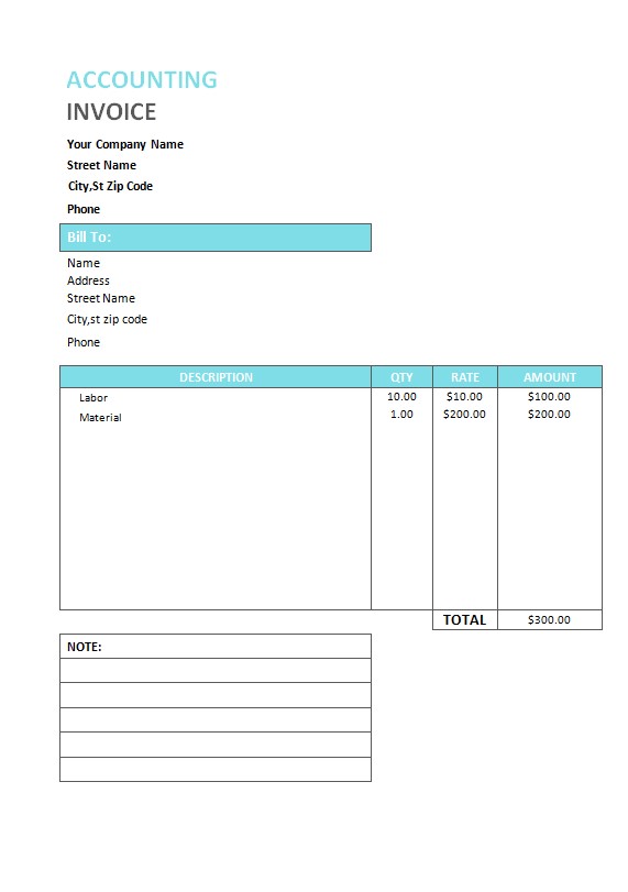 Accounting Service Invoice Template PSD template